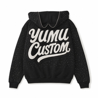 Sweat à capuche personnalisé pour homme avec strass, logo patch chenille personnalisé, streetwear, sweat à capuche scintillant avec strass thermocollés, vente en gros