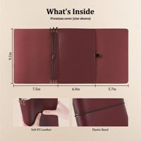 Couverture de carnet de voyage A6 personnalisée à trois volets, en similicuir bordeaux A5, rechargeable, avec élastiques