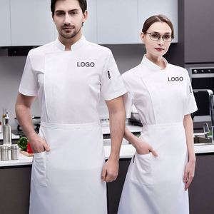 Nouvelle veste d'été à manches courtes pour serveur, chemises de cuisinier pour barbecue, boulangerie, restaurant, bar, cuisine, uniforme de chef - Product Image 2