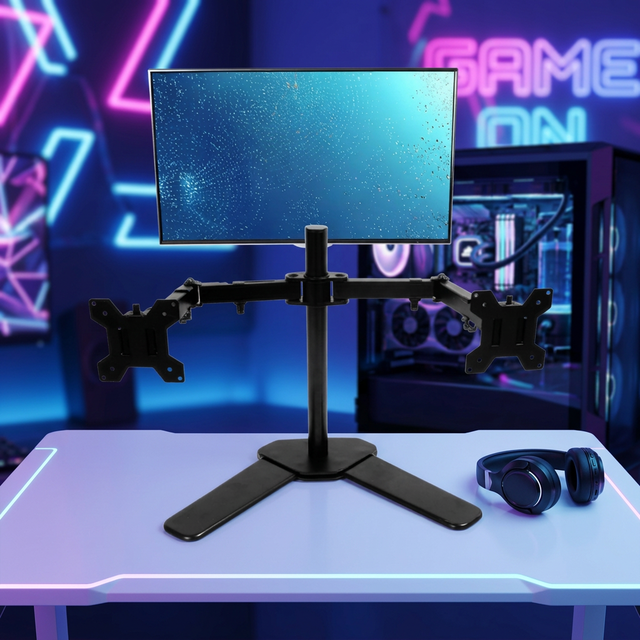 Steel 10''-32'' Inch Height Adjustable Laptop Monitor Stand Base Dual Monitor Support for Desktop Use and TV Stand