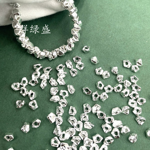 Qunlvsheng Heart Shaped Ingot Beads S925 Sterling Silver Gold Plated DIY Necklace <b>Bracelet</b> Spacer Jewelry Findings - Product Image 2