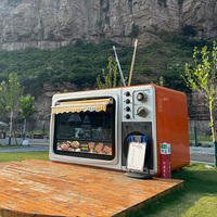 Kiosque alimentaire mobile vintage en forme de radio, stand de café créatif pour l'extérieur, idéal pour la vente éphémère et les festivals de musique