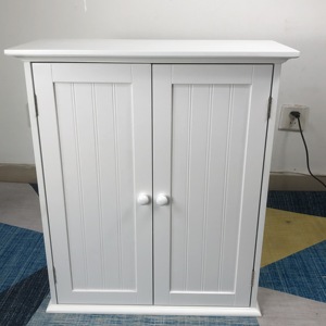 Armoire en bois avec 2 portes et étagères réglables au-dessus des toilettes, gain de place, armoire de rangement, armoire murale de salle de bain - Product Image 6