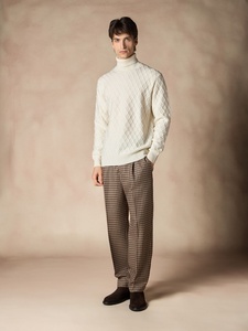 <span class=keywords><strong>Jersey</strong></span> de <span class=keywords><strong>Cuello</strong></span> Alto con Textura de Diamante de Lujo para <span class=keywords><strong>Hombre</strong></span>, Diseño Geométrico de Rejilla, <span class=keywords><strong>Jersey</strong></span> de <span class=keywords><strong>Cuello</strong></span> Alto en Mezcla de Lana y Cachemira - Product Image 3