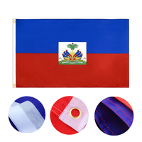 Drapeau haïtien en polyester à double impression en gros, tous les pays des Caraïbes, bannière personnalisée pour intérieur et extérieur, drapeau haïtien 3x5 pieds