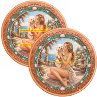 Médaille en cuivre pur 999 de 1 once Troy, colorée, en relief, motif Bichon Frisé et Fille, objet de collection, souvenir artisanal