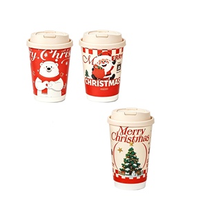 Vasos de Café Desechables para Llevar, de Papel Kraft Personalizados de Fábrica CM, con Aislamiento de Doble Pared, Ecológicos, de 12oz y 16oz, con Tapa, para Navidad - Product Image 2