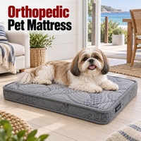 Matelas orthopédique moderne pour chien avec paroi latérale grise imprimée et housse extérieure amovible lavable avec bordure étroite