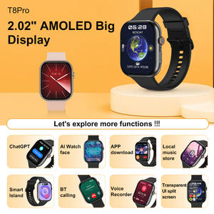 Montre connectée magnétique en silicone carrée T8Pro 2,02 pouces AMOLED avec moniteur de fréquence cardiaque et d'oxygène sanguin, appels, mode sport CHATGPT, IP68 - Product Image 2