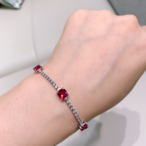 Dainty Jewelry Eco-friendly Copper Emerald Green & Blood Red Zircon Fashion Layered Chain Link <b>Bracelets</b> for Trendy Daily Wear - Product Image 5