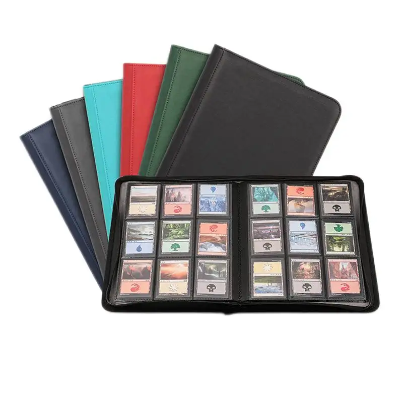 Verifizierter Lieferant Custom 9 Pocket PU Leder binder mit Top Loader Reiß verschluss Binder 9 Taschen Karte Fotoalbum