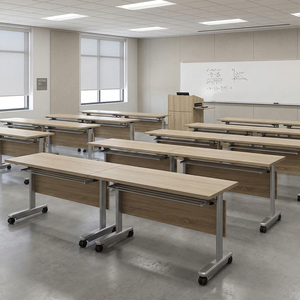 Customize Modern Eco-Friendly Modular School Office Movable Combination <b>Foldable</b> Light Wood Training <b>Desk</b> With Casters XK-008 Fo - Product Image 4