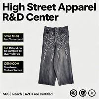 Jean baggy personnalisé 380 g/m² délavé effet vieilli avec appliqué brodé, coupe large et décontractée, style streetwear pour homme