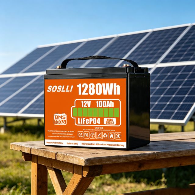 Deep Cycle 12V 100Ah LiFePO4 Battery Pack 12.8V 1280Wh Grade a Cells with Smart BMS for Solar Energy Storage System Home Marine