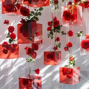 Hiện đại trong suốt <span class=keywords><strong>Acrylic</strong></span> hoa đứng màu <span class=keywords><strong>acrylic</strong></span> trang trí đám cưới cột lối đi nhựa loại bình phong cách hiện đại - Product Image 2