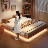 Tempat Tidur Kayu Solid Gantung, Tempat Tidur Tekanan Udara, Tempat Tidur Double, Apartemen Ukuran Kecil