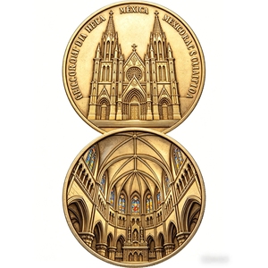 Moneda Conmemorativa 3D de Latón Personalizada al por Mayor, Borde Chapado en Oro Brillante, Logotipo con Color Vívido para Fanáticos de Monumentos Históricos - Product Image 2
