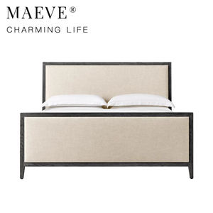 Высококлассная легкая Роскошная гостиничная спальня из массива дерева мебель на заказ 1,8-метровая небольшая квартира двуспальная кровать простая Свадебная кровать - Product Image 1