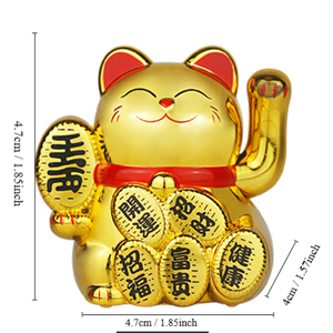 Decoración de alta calidad Plástico Fortune Lucky Cat Maneki Neko Cat 2 pulgadas Solar Feng Shui Gold Lucky Cat - Product Image 6