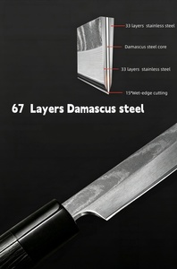 Cuchillo de Sushi Yanagiba de Acero de Damasco, Cuchillo Japonés Profesional para Sashimi, para Cortar Salmón y Sushi, Mango Ergonómico de Madera Negra - Product Image 2