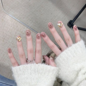 30 Pièces en Boîte, <span class=keywords><strong>Faux</strong></span> Ongles en Résine à Couverture Complète, Nail Art, Effet Blush, Amovibles, Prêts à Porter, Scintillants, Style Coupe Flashing - Product Image 1