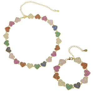 Joyería <span class=keywords><strong>de</strong></span> Moda, Conjunto <span class=keywords><strong>de</strong></span> Collar y Pulsera con Dije <span class=keywords><strong>de</strong></span> Corazón con Circonitas <span class=keywords><strong>de</strong></span> Colores Arcoíris, Regalo <span class=keywords><strong>de</strong></span> San Valentín 2023 - Product Image 1