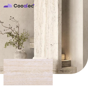 แผ่นผนังหินตกแต่งภายในแบบ 3 มิติ กันน้ำ ยืดหยุ่นได้ แผ่นหินเทียม Travertine สำหรับบุผนัง - Product Image 1
