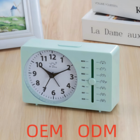 Jam Alarm Analog Quartz Persegi Panjang Tanpa Suara Tik-tok, Tampilan Hari yang Dapat Disesuaikan, Jam Meja untuk Kamar Tidur Pelajar, OEM ODM Tersedia