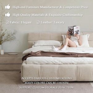 Индивидуальный Размер Italia современный дизайн мебель для спальни модульная кровать в стиле Честерфилд обивка кожаная ткань каркас кровати - Product Image 6