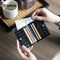 Dompet Kulit Kompak TILONSTAR OEM dengan Logo Kustom, Dompet Kecil untuk Perjalanan Bisnis dan Merek Hadiah