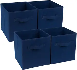 Mavi arka plan katlanabilir oyuncak saklama kutusu küp ve dolap organizatör çocuklar için, yerden tasarruf