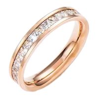 Bague en acier inoxydable avec zircon, double rangée, pavé d'étoiles, bijoux de mariage pour femmes et hommes