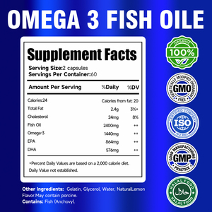 Cápsulas Blandas de Aceite de Pescado Omega-3 OEM 1200mg EPA + 900MG DHA, Apoyo para el Cerebro, Corazón, Sistema Inmunológico, Piel y Cabello para Adultos y Niños - Product Image 6
