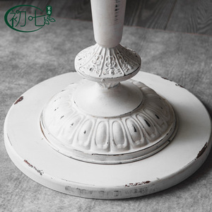 Round Solid Wood Coffee <b>Table</b> With Wrought Iron Base <b>Outdoor</b> Balcony Side <b>Table</b> Retro Distressed Living Room Furniture - Product Image 5