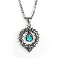 Collier religieux de style punk, ailes d'ange, croix, yeux bleus, pendentif en acier inoxydable moulé