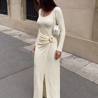 Fabricants de vêtements : Robe moulante à fente froncée et robes longues pour femmes, robe maxi élégante pour soirées