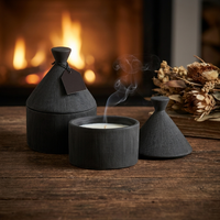 Pot à bougie vide en grès mat nordique noir dépoli, récipient en argile emballé pour la fabrication de bougies parfumées