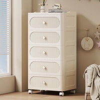 Meuble de rangement multifonctionnel en plastique à tiroirs étroits ; Table de chevet pour chambre et salle de bain, étagère pour vêtements, collations et papeterie