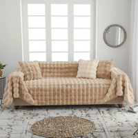 Temunew Direct vente en gros 4 places hiver fourrure de lapin brodé canapé housse moderne conception transfrontalière avec paquet de photos