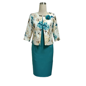 Conjunto de Vestido de Dos Piezas Elegante y Formal de Tela Brocada para Mujer, Talla Grande, Largo hasta la Rodilla, 2022 - Product Image 5