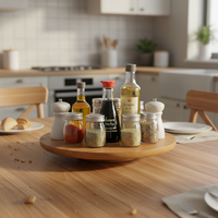 Großhandel 14 Zoll Große Akazienholz Lazy Susan Drehplatte Holzorganizer für Gewürze, Salz und Lebensmittel