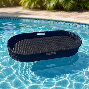 Plateau flottant ovale en rotin tressé de luxe moderne, fabriqué au Vietnam, prix de gros, pour fêtes résidentielles à la piscine - Product Image 3