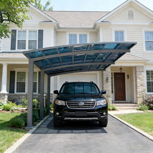 Abri de voiture en aluminium avec toit en polycarbonate - Conception simple, étanche, durable, taille personnalisable pour <span class=keywords><strong>garage</strong></span> et jardin - Product Image 2