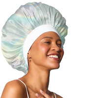 Bonnet de nuit en satin surdimensionné réglable à double couche personnalisé pour la protection des cheveux - Imprimé cerise