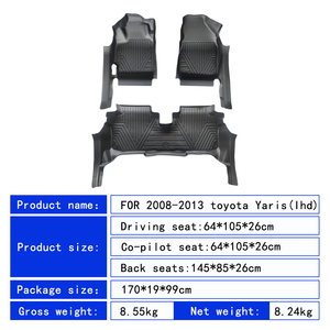 wholesale Factory Custom5D TPE <b>Rubber</b> Eco-friendly Waterproof Anti Slip5D Car <b>Floor</b> Mats 4 Pieces for Toyota Yaris (LHD2008-2013 - Product Image 4