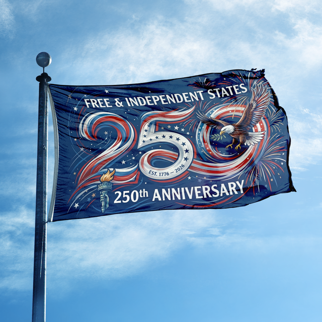 Free&Independent States 250th Anniversary Flag, United States 250 Years Patriotic Banner with American Eagle, 3x5 FT