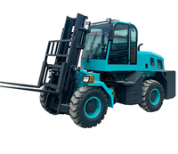 Chariot élévateur diesel tout-terrain robuste pour terrains accidentés, transpalette hydraulique sur roues pour la manutention de matériaux en extérieur