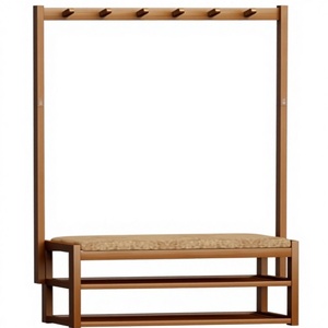 <span class=keywords><strong>Porte</strong></span>-chaussures <span class=keywords><strong>et</strong></span> <span class=keywords><strong>porte</strong></span>-<span class=keywords><strong>manteau</strong></span> 3-en-1 en bambou <span class=keywords><strong>avec</strong></span> siège rembourré pour entrée <span class=keywords><strong>et</strong></span> couloir - Product Image 1
