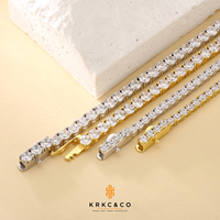 Bracciale Tennis da Uomo e Donna in Argento Sterling 925 da 3MM, Placcato Oro 14K 18K, con Zirconia Cubica 5A e Diamanti da Laboratorio, Gioielli Iced Out per Matrimonio, Regalo