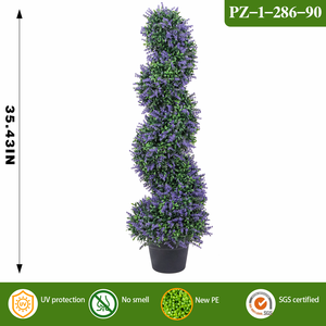 RUOPEI Arbre en spirale de fleurs artificielles violettes, résistant aux UV, écologique, durable, hautement réaliste, plante artificielle de topiaire pour la maison et le jardin - Product Image 3